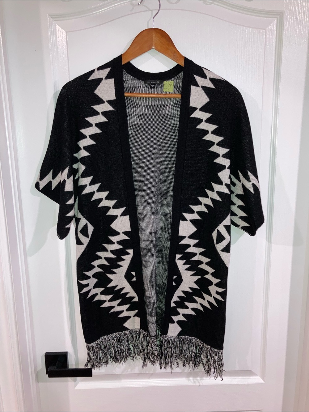 Dynamite Black & White Geometric Open Front Cardigan Sweater - size XS/S